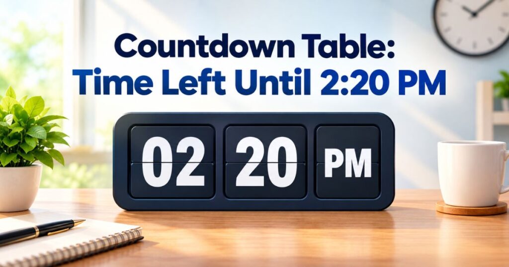 Countdown Table Time Left Until 220 PM